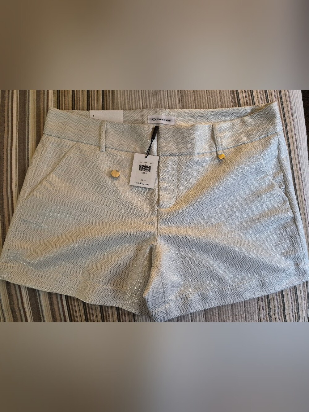 Calvin Klein Women's Light Gray Textured Bermuda Shorts